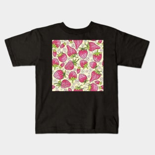 summer strawberries on yellow Kids T-Shirt